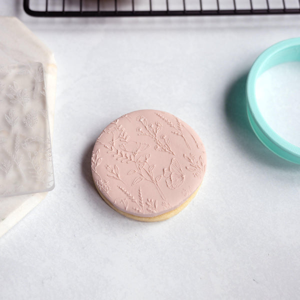 Spring Floral Pattern Acrylic Fondant Embosser With Cutter