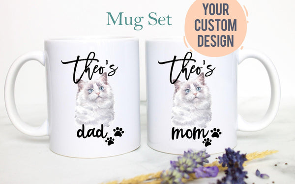 Personalized Ragdoll Cat Mom and Dad Individual or Mug Set #3 - White Ceramic Custom Mug