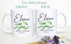 Greenery Eucalyptus Leaf Custom Name - White Ceramic Mug