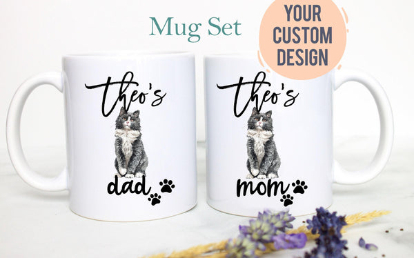Personalized Norwegian Cat Mom and Dad Individual or Mug Set #2 - White Ceramic Custom Mug