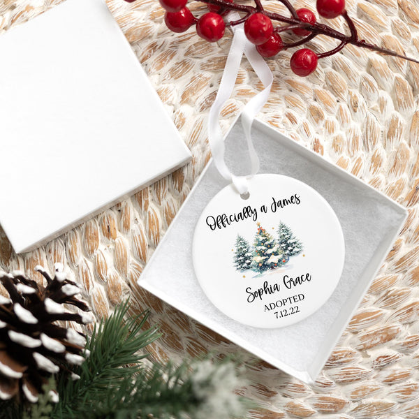 Custom Adopted Christmas Ornament 2025 | Ceramic Christmas Ornament, Gift for Adoption, Adopted Keepsake, Custom Adoption Ornament