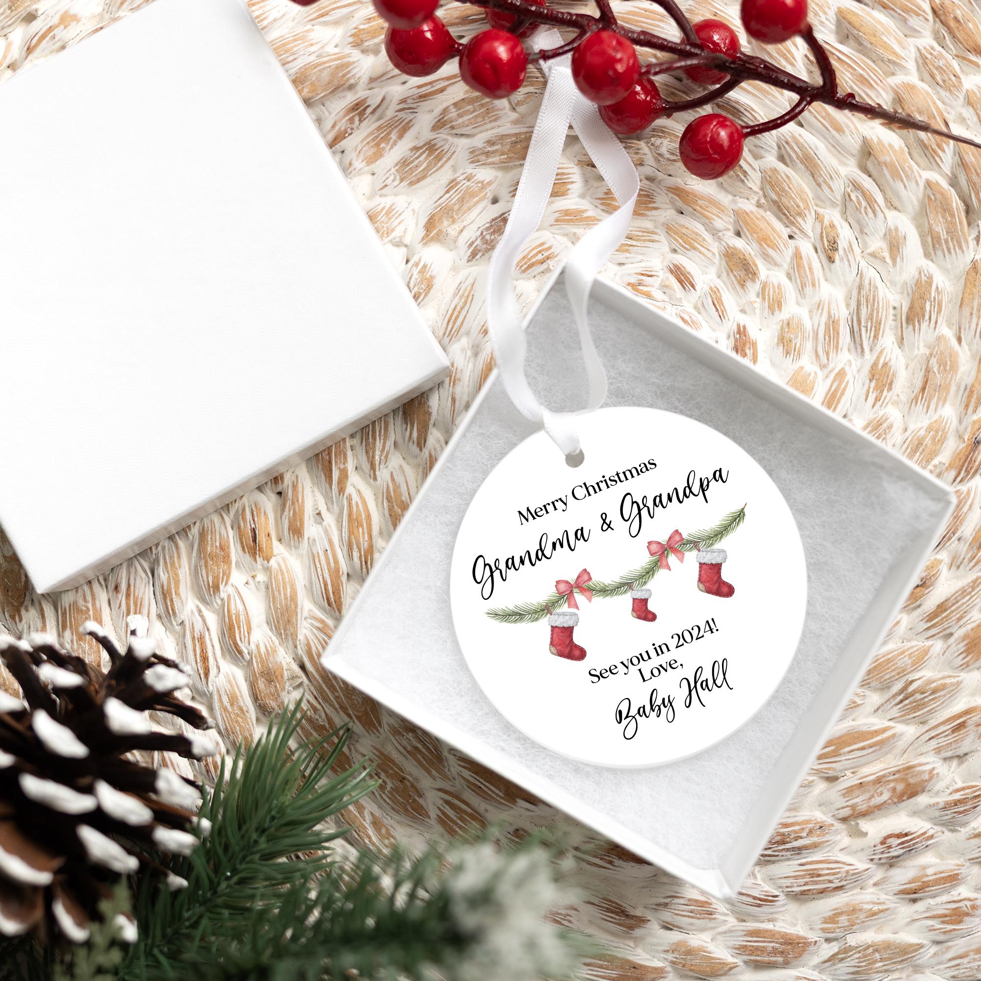 Promoted to Grandparents Ornament 2025 | Pregnancy Announcement Reveal, Baby Announcement, New Grandparents Ornament, Grandparents Gift