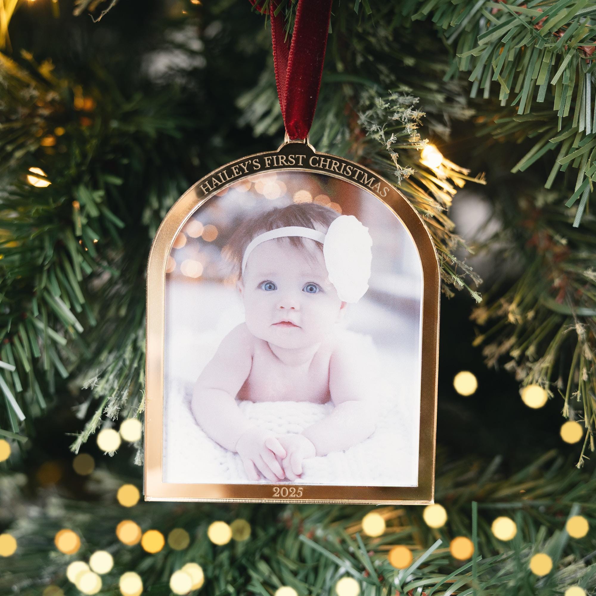 Baby’s First Christmas Ornament 2025, Baby Name Christmas Ornament, Personalized First Christmas Ornament, Photo Keepsake, New Baby Gift