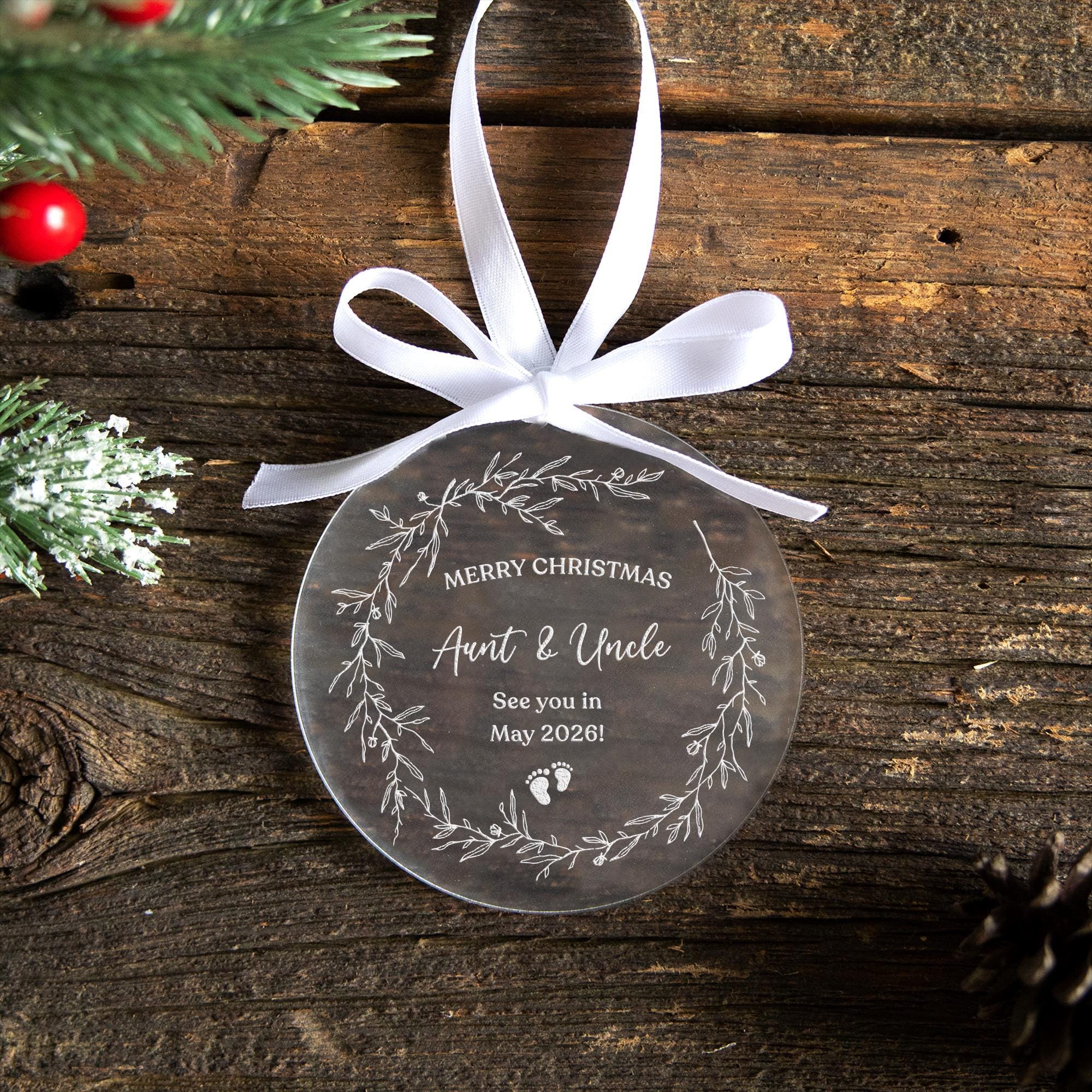 Custom Promoted to Auntie Or Uncle Ornament 2025 | Pregnancy Announcement Ornament, Baby Announcement, New Aunt Uncle Ornament, Pregnancy