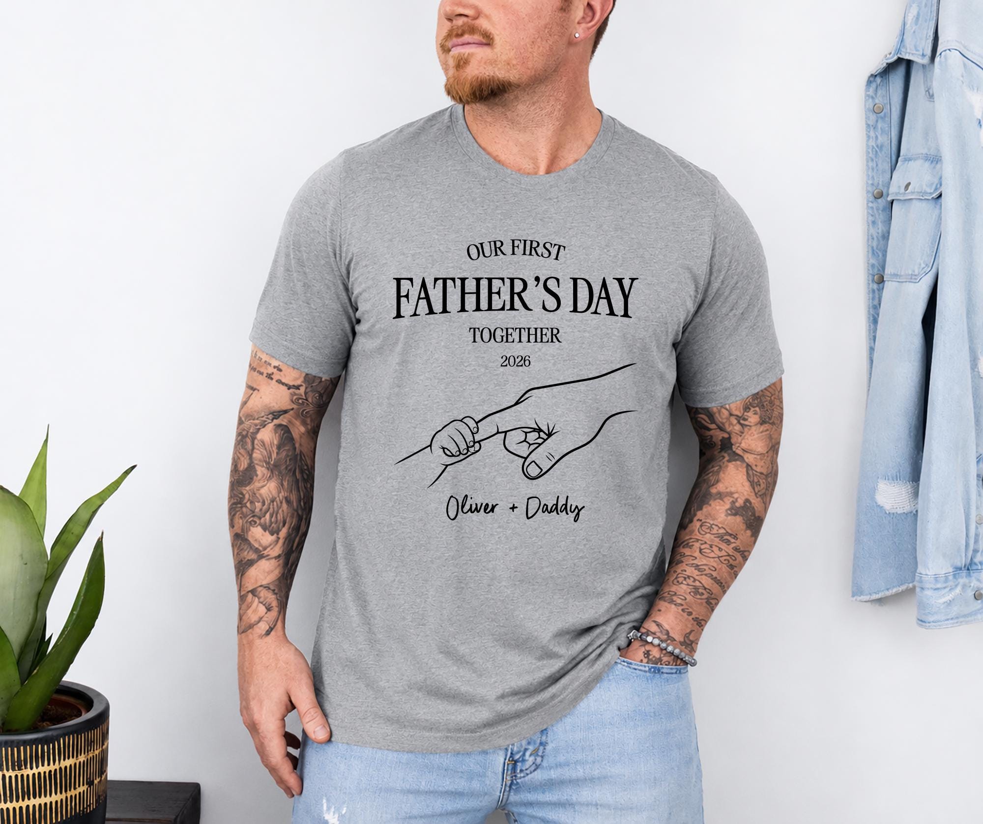 Our First Father’s Day Together Shirt, Personalized Dad Baby Matching Set, Custom Names Tee, First Fathers Day 2026 Gift