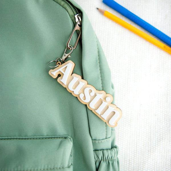 Personalized Backpack Name Tag, Kids Backpack Tag, Custom Name Keychain, Lunch Bag Tag, Daycare Bag Tag, Back to School Bag Charm