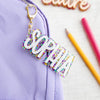 Personalized Backpack Name Tag, Kids Name Keychain, Custom Acrylic Bag Tag, Glitter Backpack Charm, Lunch Box Daycare Bag Tag