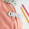 Personalized Backpack Name Tag, Kids Name Keychain, Custom Acrylic Bag Tag, Glitter Backpack Charm, Lunch Box Daycare Bag Tag
