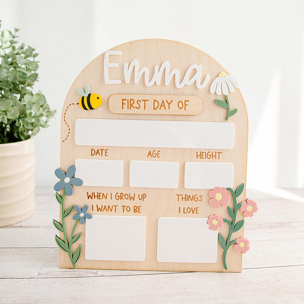 Personalized First & Last Day of School Sign - Wildflowers