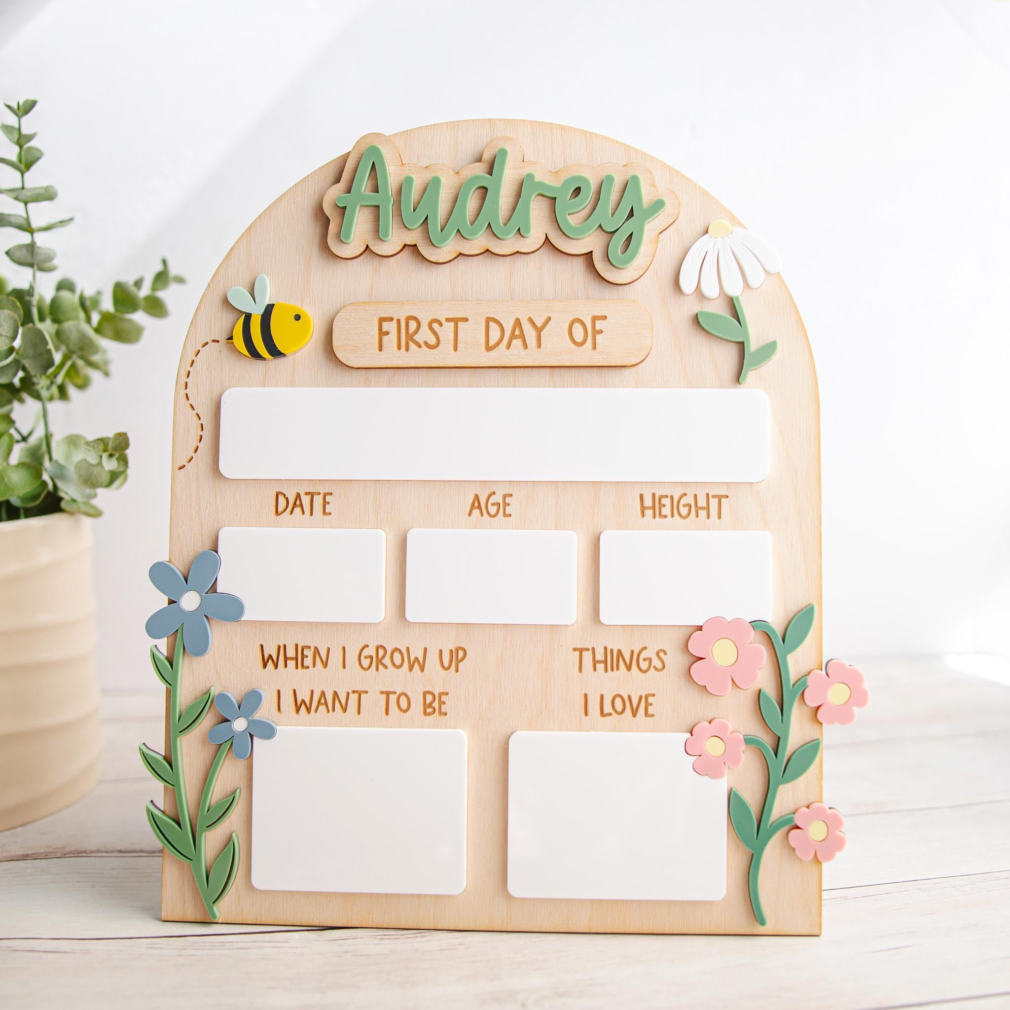 Personalized First & Last Day of School Sign - Wildflowers