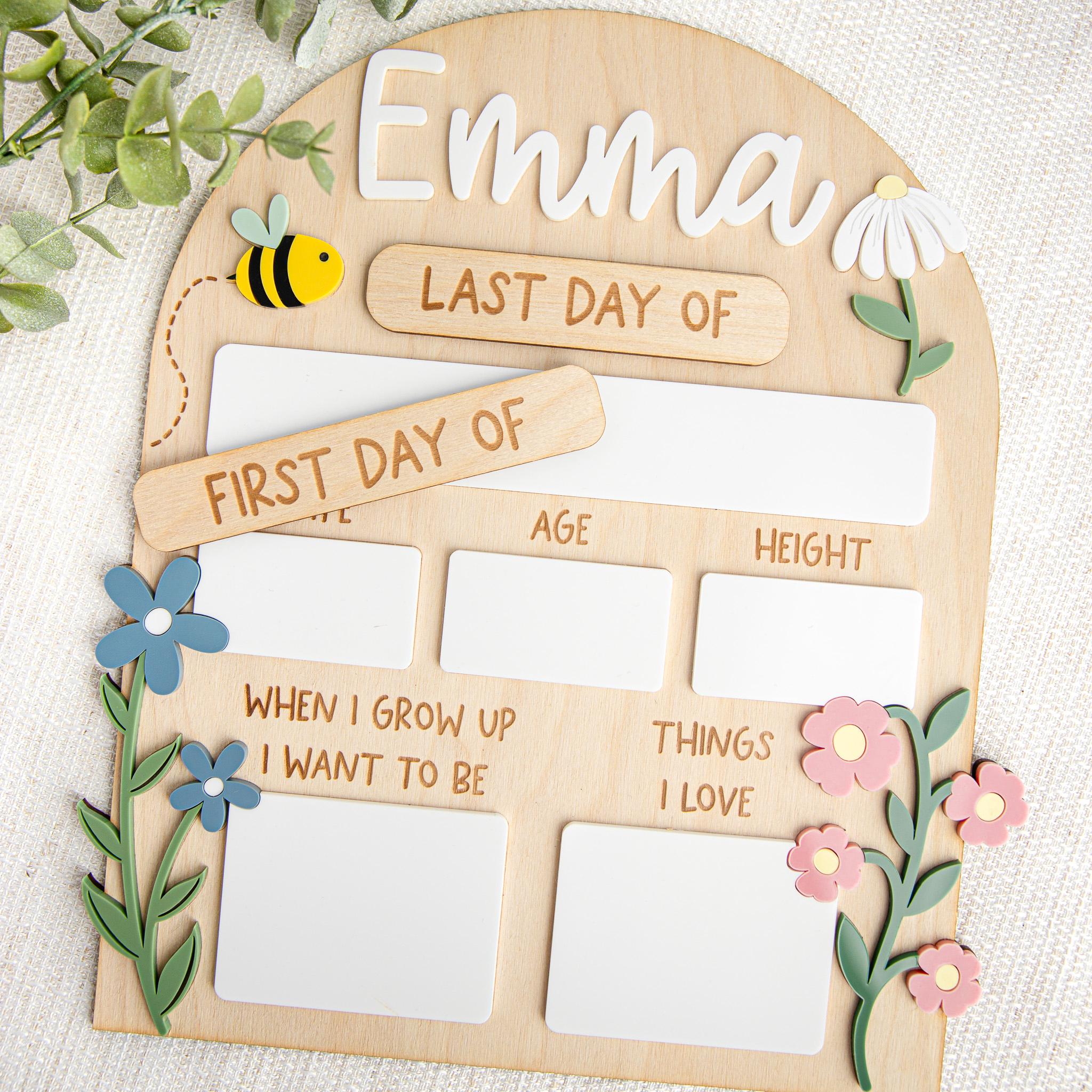 Personalized First & Last Day of School Sign - Wildflowers