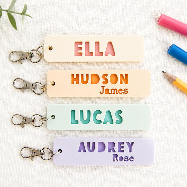 Personalized Backpack Name Tag, Acrylic Kids Backpack Tag, Custom Name Keychain, Lunch Box Tag, Daycare Bag Tag, Back to School Bag Charm