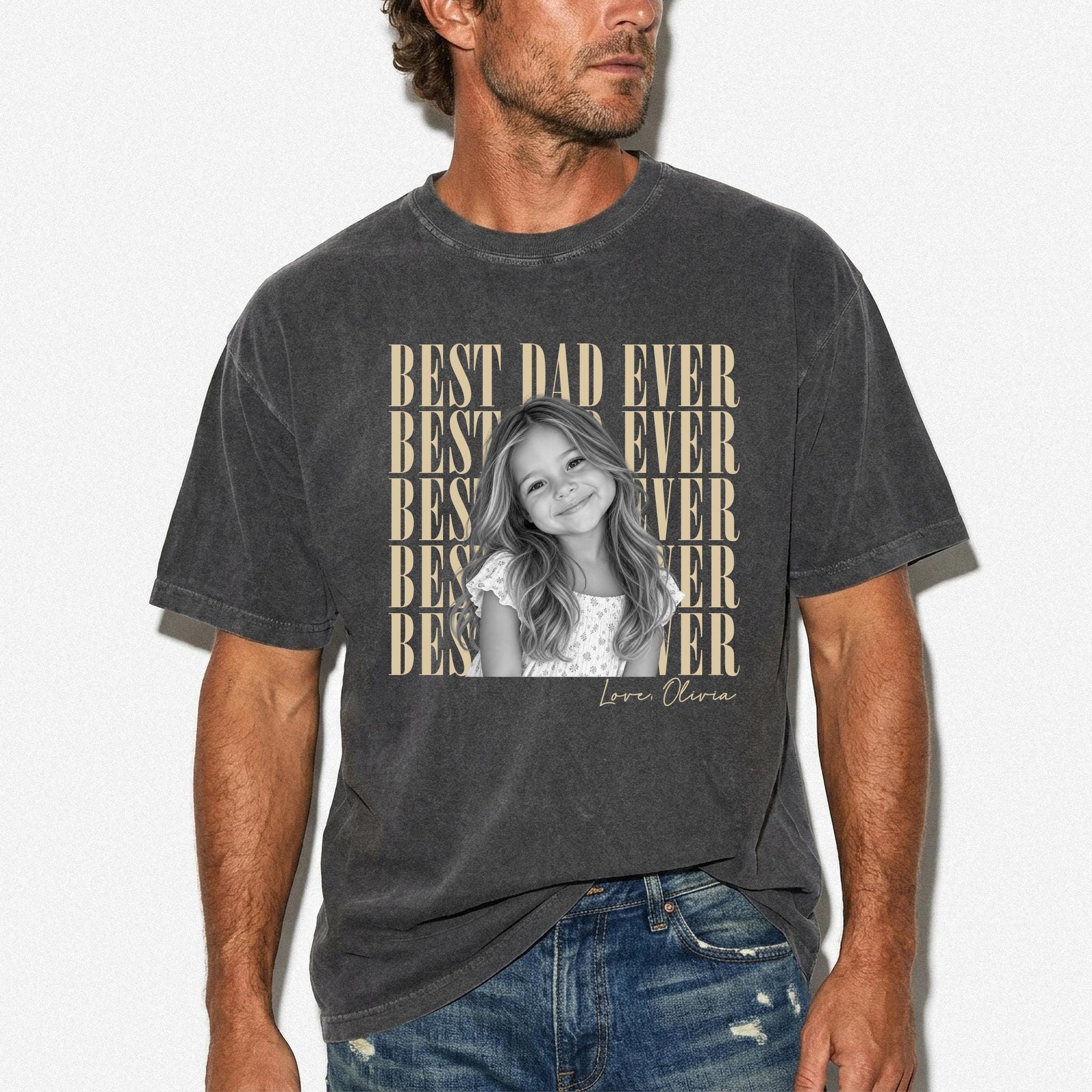 Comfort Colors® Best Dad Ever Photo Shirt or Sweatshirt, Custom Dad Shirt, Personalized Photo T-Shirt, Father’s Day Gift