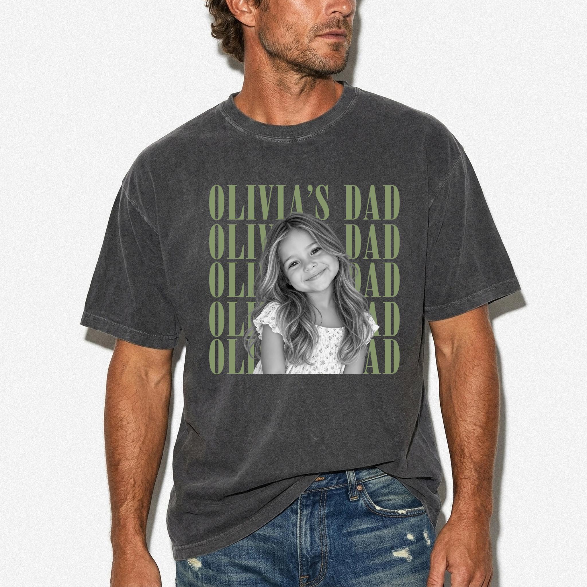 Comfort Colors® Custom Dad Photo Sweatshirt or Shirt, Personalized Vintage Dad T-Shirt, Father’s Day Gift for Dad