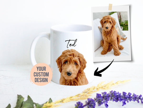 Custom Dog Pet Photo Portrait - White Ceramic Mug